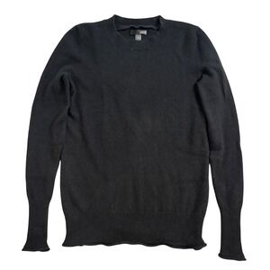 Aqua Cashmere Black Crewneck Sweater Womens XS 100% Cashmere Long Sleeve Knit